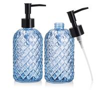 Confezione da 2 dispenser di sapone in vetro (blu)