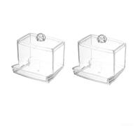 Confezione da 2 dispenser Qtip trasparenti con coperchio antipolvere, supporto per tamponi di cotone a doppio canale per bancone del bagno, barattolo in plastica infrangibile per filo interdentale