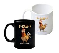 Confezione Da 2 Divertenti Con Pollo F-Caw-F, Tazze Da Caffè In Ceramica, Tazze Da Caffè Con Meme Del Gallo Che Canta, Da Tè Creative Con Che Gracchia Per Decorare La Casa