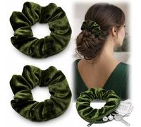 Confezione da 2 elastici per capelli con cerniera e tasca nascosta, elastici minimalisti in velluto retrò, morbidi elastici per capelli senza danni, tenuta delicata senza pieghe, per coda di cavallo
