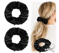 Confezione da 2 elastici per capelli con tasca con cerniera, da donna, alla moda, minimalista, retrò, in tessuto testurizzato, elastici per coda di cavallo, tasca nascosta per monete, chiavi, palestra