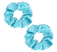 Confezione da 2 elastici per capelli in raso setoso, per donne, gelso, setosi, elastici, non danneggiano la coda di cavallo, accessori regalo di Natale per ragazze anni '90, azzurro