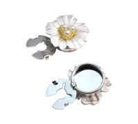 Confezione da 2 eleganti gemelli in metallo decorati con motivi floreali, camelie e fiori, per eventi aziendali, gemelli floreali con diamanti scintillanti, One Size, come descritto, come descritto