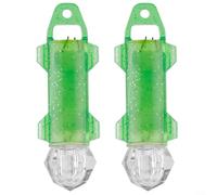 Confezione da 2 esche da pesca a LED, per pesca subacquea, attrattive e luminose, set per pesca notturna, mare, fiume, pescatori, materiale ABS, impermeabile fino a 200 m di profondità (luce verde)