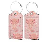 Confezione da 2 etichette per bagagli Axolotl Kawaii per valigie in pelle PU, etichette per borse con protezione della privacy, articoli essenziali da viaggio