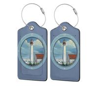Confezione da 2 etichette per bagagli Cape May Lighthouse per valigie, etichette per borse in pelle PU per la protezione della privacy, articoli essenziali da viaggio