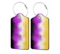 Confezione da 2 etichette per bagagli con colori di bandiera non binari per valigie, etichette per borse in pelle PU per la protezione della privacy, articoli essenziali da viaggio