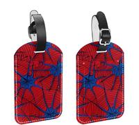 Confezione da 2 etichette per bagagli, etichette identificative per valigie, etichette per borse in pelle con copertura per la privacy a forma di ragnatela blu astratta artistica, per bagagli, artico