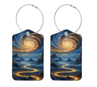 Confezione da 2 etichette per bagagli Fantasy Vortex Sky e Mountain in pelle PU etichette per borse accessori da viaggio valigia ID tag set bagaglio a mano e borse