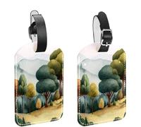 Confezione da 2 etichette per bagagli, identificative per valigie, identificative per la privacy con motivo paesaggio, identificative per borse in pellete iden