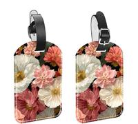 Confezione da 2 etichette per bagagli, identificative per valigie, per la privacy con motivo floreale artistico senza cuciture, identificative per borse in pelle, etiche