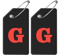 Confezione da 2 etichette per bagagli, in silicone per valigie con carta di nome privacy e anello in metallo per sport di viaggio (G)