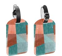 Confezione da 2 etichette per bagagli per valigie, estetica moderna linea astratta in colori alla moda per la privacy, etichette identificative per borse in pelle, identificatori per bagagli, borse da