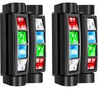 Confezione da 2 faretti Beam Spider Beam 83 Gunner Smoke con LED RGBW e controllo DMX - Luce da festa, luce flash lampadario Proiettore audio automatico per bar, club, discoteche, feste, DJ e