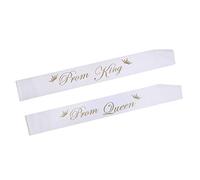 Confezione da 2 fasce bianche in raso per ballo di fine anno, regina e re, per matrimoni, feste di compleanno, 78 cm, trattamento pratico