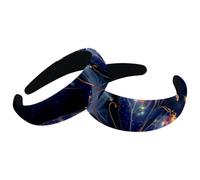 Confezione da 2 fasce larghe per capelli, farfalla viola che volano nel cielo con stelle luminose luminose imbottite spesse fasce elastiche per capelli, fasce elastiche per capelli a turbante