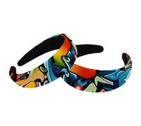 Confezione da 2 fasce larghe per capelli, imbottite con graffiti, spesse fasce elastiche per capelli, fasce elastiche per capelli, fasce per capelli larghe