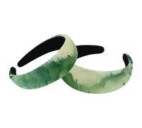 Confezione da 2 fasce larghe per capelli, paesaggi ad acquerello, montagne, foresta, imbottite, spesse, elastiche, graziose, fasce per capelli a turbante