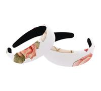 Confezione da 2 fasce larghe per capelli, rosa rosa, cuore, lettere, motivo senza cuciture, imbottite, spesse, elastiche, graziose, fasce per capelli a turbante