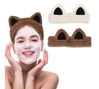 Confezione da 2 fasce morbide e soffici per orecchie, per lavare il viso, la cura della pelle, il trucco, elastico in pile di corallo, per donne, regali alla moda per la doccia