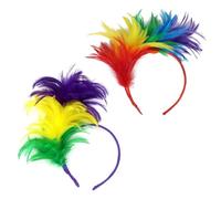 Confezione Da 2 Fasce Per Capelli Con Piume Colorate, Fasce Per Capelli Decorate Con Arcobaleno, Fasce Per Carnevale, Accessori Pride, Costumi Pride, Balli Studenteschi
