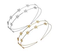 Confezione Da 2 Fasce Per Capelli Con Stelle A Cinque Punte A Doppia Fila, Fasce Per Capelli Da Donna, Fasce Per Stelle D'Argento, Fasce Per Stelle Per Matrimoni