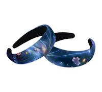 Confezione da 2 fasce per capelli da donna, antiscivolo, con farfalla con sfondo scintillante e sfondo universo, graziose fasce per capelli per capelli, fasce per capelli larghe