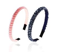 Confezione Da 2 Fasce Per Capelli Da Donna, Fasce Per Capelli Con Cristalli Glitterati, Fasce Per Capelli Con Perle, Fasce Per Capelli Eleganti Da Donna, Fasce Per Capelli Con Strass