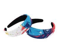 Confezione da 2 fasce per capelli da donna, motivo auto sportive rosse e blu, antiscivolo, per trucco, fascia larga per capelli a turbante per doccia