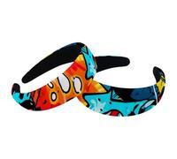 Confezione da 2 fasce per capelli imbottite in velluto graffiti, stile vintage, spesse, larghe, antiscivolo, accessori per capelli da donna