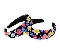 Confezione da 2 fasce per capelli in velluto a turbante, con fiori colorati e senza cuciture, alla moda, fasce elastiche per capelli da donna, 2 misure