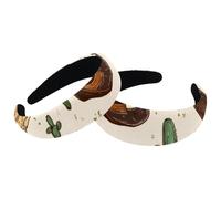 Confezione da 2 fasce per capelli in velluto a turbante, stile selvaggio western, vintage, da cowboy, stivali, cactus, alla moda, fasce elastiche per capelli, da donna, 2 misure