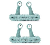 Confezione da 2 fasce per capelli per il lavaggio del viso, in morbido pile corallo, con lumaca divertente, per donne, cura della pelle, doccia e trucco