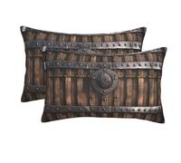 Confezione da 2 federe con cerniera, federa morbida e traspirante per capelli e pelle, federe per cuscini da 16"x24" per letto regalo con castello in legno, muro, cancello in metallo