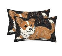 Confezione da 2 federe con cerniera, federa morbida e traspirante per capelli e pelle, federe per cuscini da 20"x30" per dormire, regalo per letto Corgi che ama la musica.