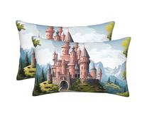 Confezione da 2 federe con cerniera, federa morbida e traspirante per capelli e pelle, federe per cuscini da 20"x30" per dormire, regalo per letto, federe a forma di castello delle fiabe