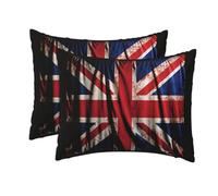 Confezione da 2 federe di dimensioni standard con cerniera, morbide e traspiranti per capelli e pelle, 20"x26" federe per cuscini per dormire, regalo per letto, bandiera britannica su sfondo nero