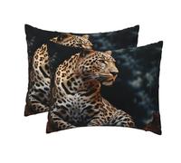 Confezione da 2 federe di dimensioni standard con cerniera, morbide e traspiranti per capelli e pelle, 20"x26" federe per cuscini per dormire, regalo per letto, un leopardo seduto federe