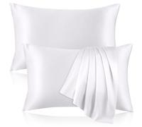 Confezione da 2 federe in 100% pura seta, per capelli e pelle, federe in seta di gelso su entrambi i lati, con cerniera nascosta, federa rinfrescante, 19 momme, 600 fili, king size, bianco
