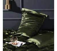 Confezione da 2 federe in seta di gelso, 48 x 74 cm, per la cura dei capelli e della pelle, blu chiaro di luna, oro champagne, blu navy, rosa elegante, argento metallizzato, rosso vino, verde militare