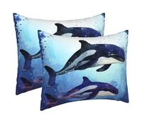 Confezione da 2 federe per cuscini da 40,6 x 50,8 cm, con cerniera, morbide e traspiranti, per capelli e pelle, motivo: orca killer, per dormire, per letto, federe da viaggio