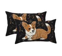 Confezione da 2 federe per cuscini king size, morbide e traspiranti, 20"x36" per letto, con motivo Corgi che ama la musica.