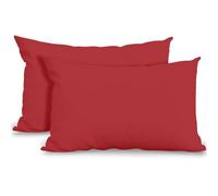 Confezione da 2 federe super morbide, in policotone anallergico e traspirante, con chiusura a busta, federe standard lavabili (50 x 75 cm), colore: rosso