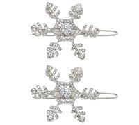 Confezione da 2 fermagli per capelli delicati a forma di fiocco di neve, eleganti da donna, adatti per l'uso quotidiano o per eventi speciali