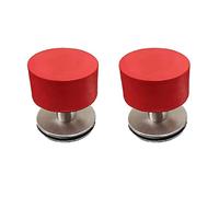 Confezione da 2 fermaporta autoadesivi in acciaio inossidabile con paraurti fonoassorbente - Protezione resistente for montaggio a parete e a pavimento(Adhesive Red)