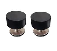 Confezione da 2 fermaporta autoadesivi in acciaio inossidabile con paraurti fonoassorbente - Protezione resistente for montaggio a parete e a pavimento(Adhesive Black)