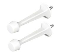 Confezione da 2 fermaporta in lega di zinco, protezione da parete con paracolpi in gomma, per interni ed esterni, 73 mm, bianco