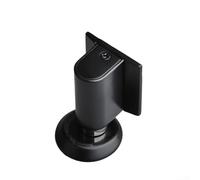 Confezione da 2 fermaporta magnetici, autoadesivi a pavimento, con asta telescopica, per fessure delle porte da 22 mm, in lega di zinco, installazione senza trapano, per casa, ufficio, stanze (nero)