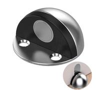 Confezione Da 2 Fermaporta Magnetici In Acciaio Inox Fonoassorbenti In Gomma Ovali A Forma Di Mezzaluna Con Cuscinetti Autoadesivi For Interni Proteggere Le Pareti.