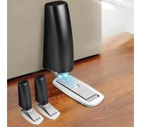 Confezione da 2 fermaporta magnetici, in acciaio inox, per montaggio sul fondo del pavimento, senza trapano, nastro biadesivo forte, magnete forte per mantenere aperto il design ultrasottile, nero +